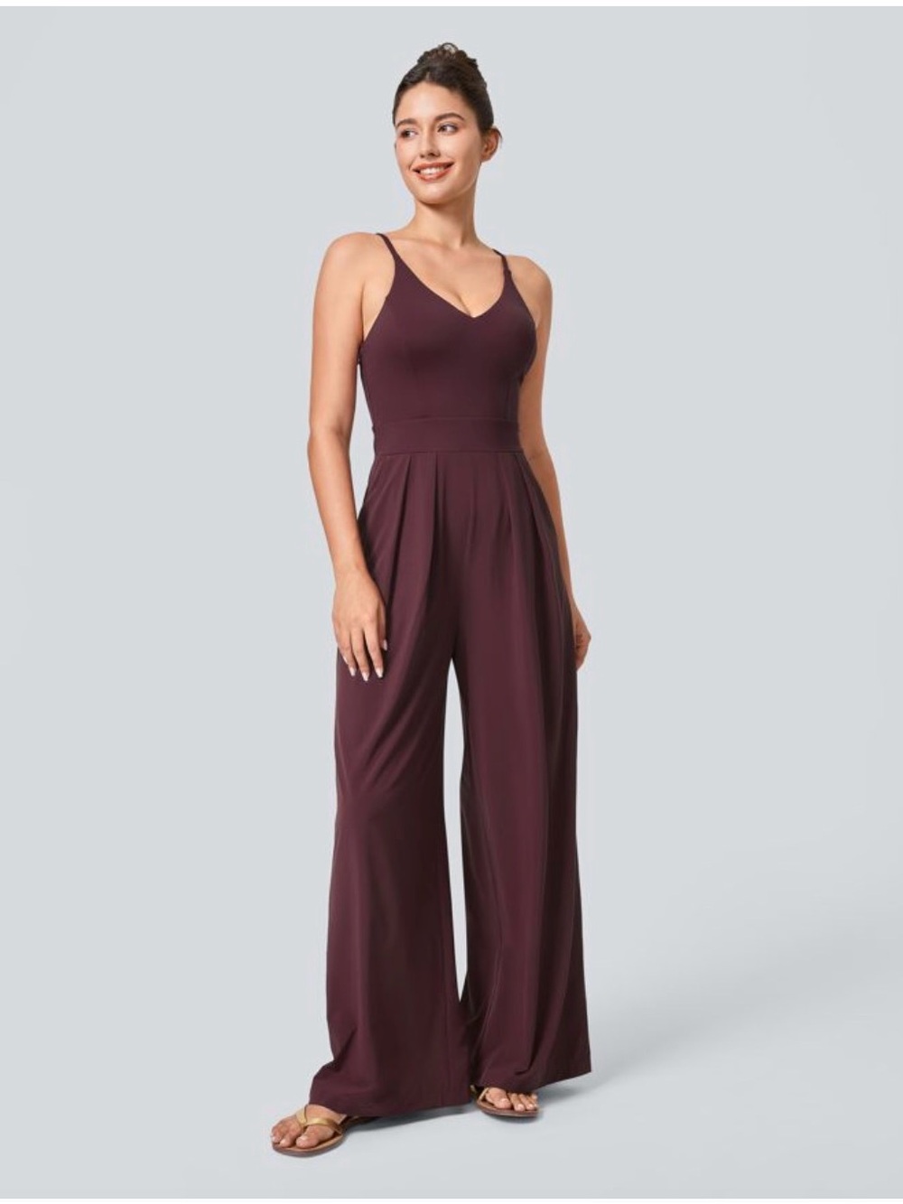 HALARA Plum Wide-Leg Jumpsuit